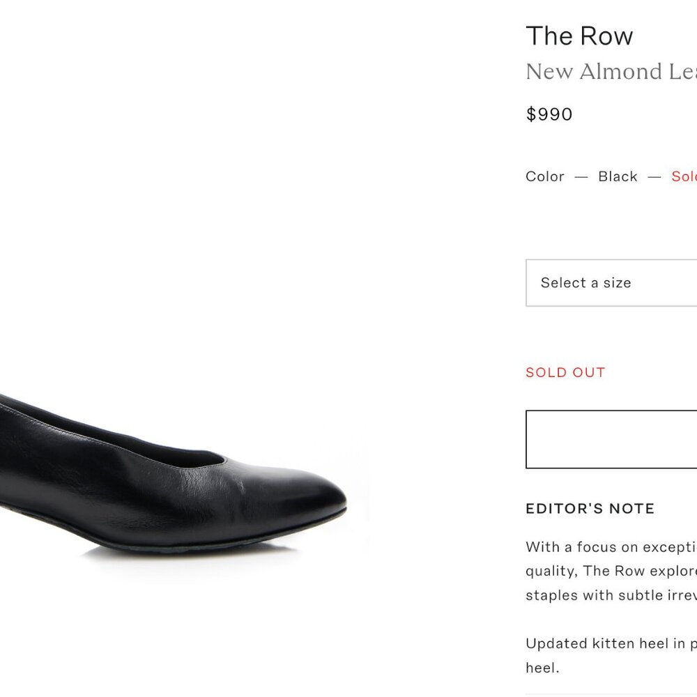 The Row - New Almond Leather Pumps - Black